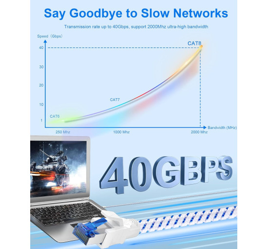 Сетевой кабель Ethernet Cat 8, Digoloan (0,5 м) (my-4207)
