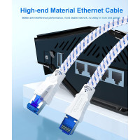Мережевий кабель Digoloan Ethernet, 1 м, високошвидкісний кабель гігабітний Cat8, 40 Гбіт/с, 2000 МГц, S/FTP, нейлоновий плетений патч-корд з роз'ємом Rj45 для Ps5, Xbox (my-033)