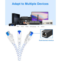 Мережевий кабель Digoloan Ethernet, 1 м, високошвидкісний кабель гігабітний Cat8, 40 Гбіт/с, 2000 МГц, S/FTP, нейлоновий плетений патч-корд з роз'ємом Rj45 для Ps5, Xbox (my-033)