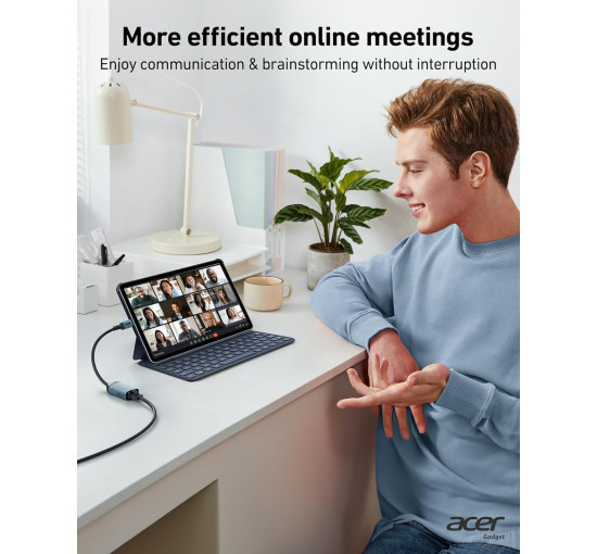 Адаптер Acer ODK440 USB Type-C - Etherne RJ45 без драйверів, алюмінієвий адаптер мережевий 1 Гбіт/с, сірий (15111)