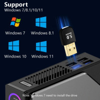 Bluetooth 5.4 USB-адаптер Flintronic, ключ для ПК, беспроводной передатчик-ключ для Windows 7/8.1/10/11, режимы EDR и BLE, Plug & Play (my-15294)
