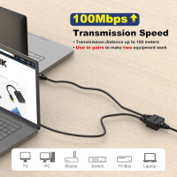 Сетевой адаптер-разветвитель RJ45 1 на 2 VCELINK для кабеля Cat6/Cat5e/Cat5 Ethernet «мама-мама» для маршрутизатора, телевизионной приставки, компьютера, 2 шт. (my-15061)