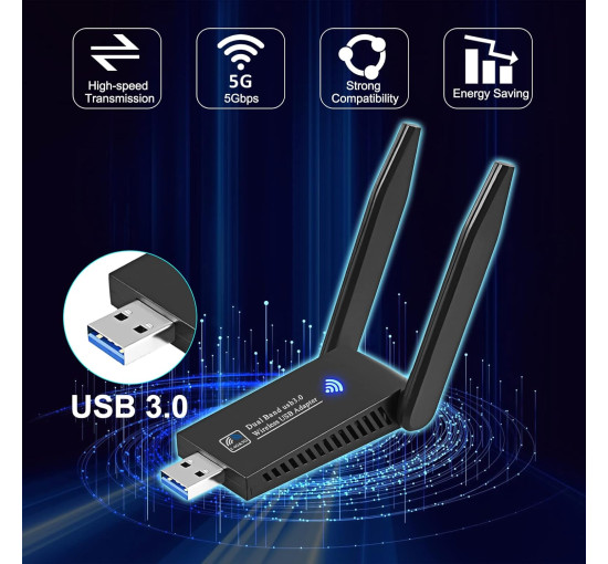 WLAN-адаптер AC1300M USB 3.0 с высоким коэффициентом усиления Wodgreat FR-1300M (my-17163)