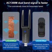 WLAN-адаптер AC1300M USB 3.0 з високим коефіцієнтом посилення Wodgreat FR-1300M (my-17163)