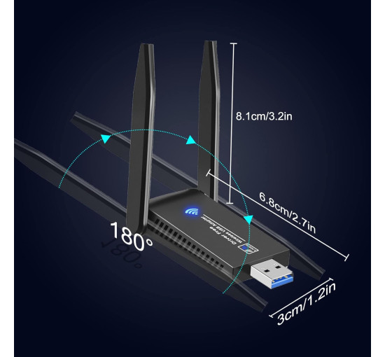 WLAN-адаптер AC1300M USB 3.0 с высоким коэффициентом усиления Wodgreat FR-1300M (my-17163)