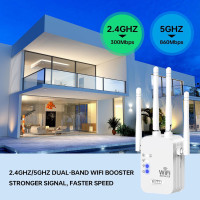 Усилитель сигнала WiFi TGDLLF для дома площадью до 9000 кв. футов 5G/2.4G, беспроводной ретранслятор с портом Ethernet (my-17230)