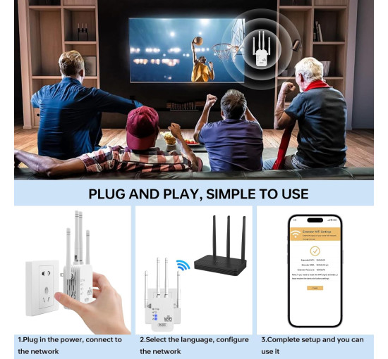 Підсилювач сигналу WiFi TGDLLF для будинку площею до 9000 кв. футів 5G/2.4G, бездротовий ретранслятор із портом Ethernet (my-17230)