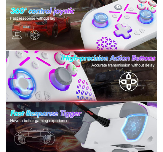 Проводной контроллер для Xbox One Lapezei белый (my-18077)
