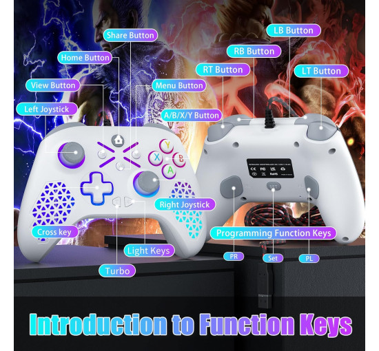 Проводной контроллер для Xbox One Lapezei белый (my-18077)