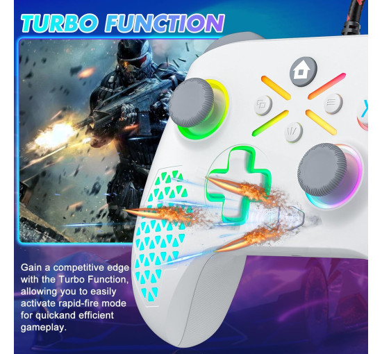 Проводной контроллер для Xbox One Lapezei белый (my-18077)