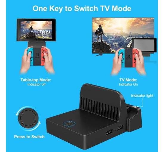 Док-станція Ukor TV для Switch – портативна зарядна підставка та адаптер HDMI з додатковим портом USB 3.0 (my-17132)