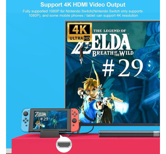 Док-станція Ukor TV для Switch – портативна зарядна підставка та адаптер HDMI з додатковим портом USB 3.0 (my-17132)