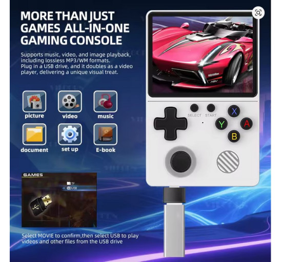 Портативная игровая консоль GB350 с 3,5-дюймовым дисплеем, 64 ГБ, для карманных игровых плееров PS1/MAME/GameBoy, HD-выход (my-17114)