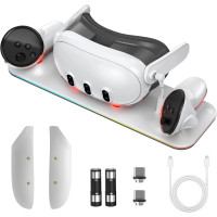 Зарядная станция Olycism, совместимая с гарнитурой Meta Quest 3 Oculus с 2 перезаряжаемыми батареями (my-14039)