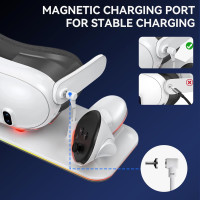 Зарядна станція Olycism, сумісна з гарнітурою Meta Quest 3 Oculus з 2 батареями, що перезаряджаються (my-14039)