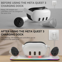 Зарядна станція Olycism, сумісна з гарнітурою Meta Quest 3 Oculus з 2 батареями, що перезаряджаються (my-14039)