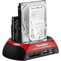 Док-станція для жорсткого диска Tccmebius, зовнішній корпус TCC-S862-US з двома слотами USB 2.0 на 2.5 дюйми, SATA IDE, 3,5 дюйми, з картридером і концентратором (my-17048)