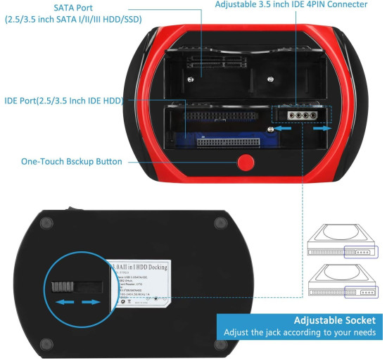 Док-станция для жесткого диска USB 2.0, TCC-S867-US, внешний корпус для 2,5-дюймовых и 3,5-дюймовых жестких дисков IDE SATA I/II/III, твердотельных накопителей (my-17015)