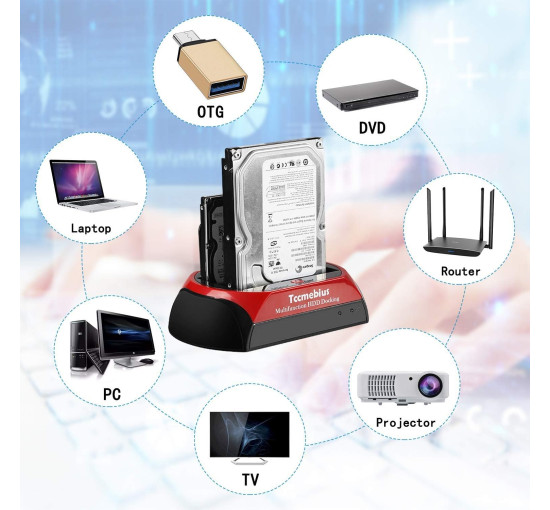 Док-станция для жесткого диска USB 2.0, TCC-S867-US, внешний корпус для 2,5-дюймовых и 3,5-дюймовых жестких дисков IDE SATA I/II/III, твердотельных накопителей (my-17015)