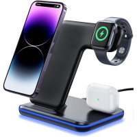 Беспроводная зарядка док-станция Z5 Qi 3в1 для iPhone/Apple Watch/AirPods черный (my-3130)