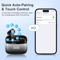 Бездротові навушники WeurGhy X12 Graphite-Silver, Bluetooth 5.3 (my-4219)