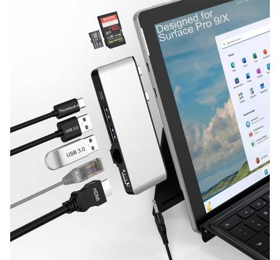 Портативна док-станція Surface Pro 9 з 4K HDMI Rytaki RY-SPX668-S-CXN (my-3140)