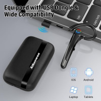 Bluetooth-гарнітура Atheewon U8 з функцією вимкнення звуку з USB-адаптером для підключення до комп'ютера чорний (my-17125)