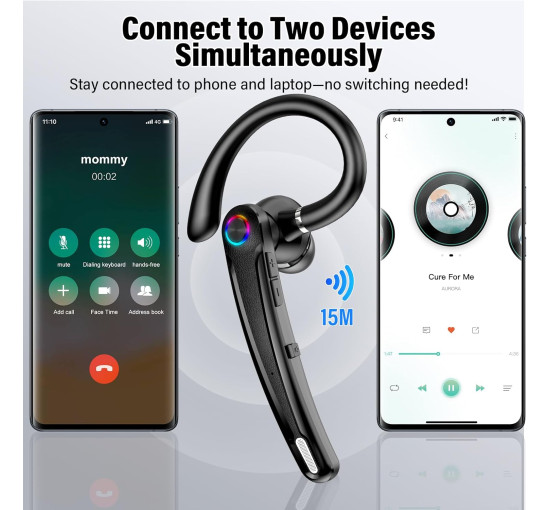 Bluetooth-гарнітура Atheewon U8 з функцією вимкнення звуку з USB-адаптером для підключення до комп'ютера чорний (my-17125)