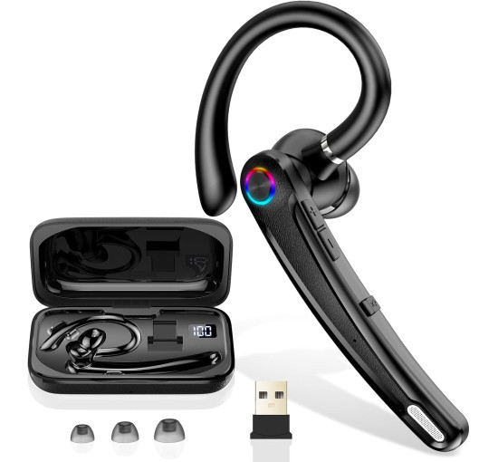 Bluetooth-гарнітура Atheewon U8 з функцією вимкнення звуку з USB-адаптером для підключення до комп'ютера чорний (my-17125)