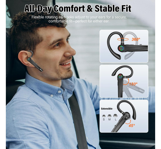 Bluetooth-гарнітура Atheewon U8 з функцією вимкнення звуку з USB-адаптером для підключення до комп'ютера чорний (my-17125)
