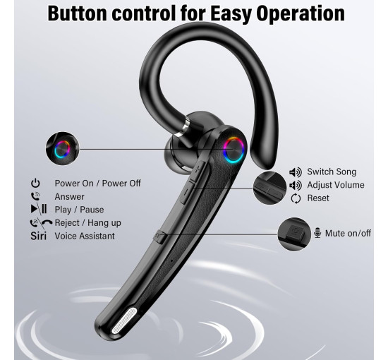 Bluetooth-гарнітура Atheewon U8 з функцією вимкнення звуку з USB-адаптером для підключення до комп'ютера чорний (my-17125)