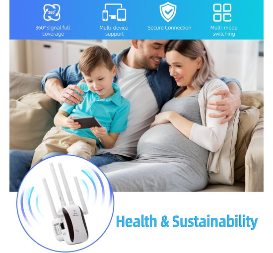 Усилитель WiFi-сигнала 4 антенны K&J KP300 белый (my-17214)