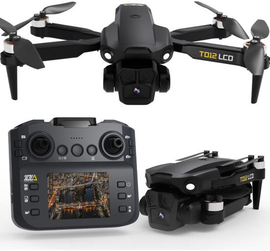 Дрон Toladrone TD12LCD з камерою, пульт дистанційного керування з РК-екраном чорний (my-17036)