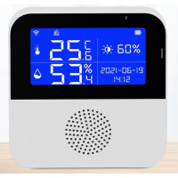 Wi-Fi датчик температуры и влажности Smart Life/Tuya Smart с дисплеем и встроенным аккумулятором белый (my-4012)