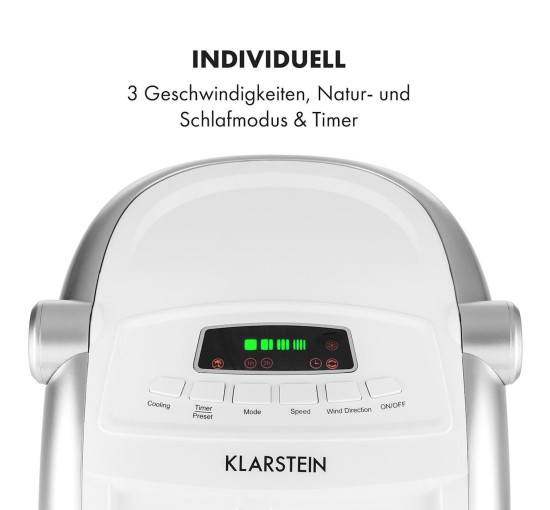 Портативный вентилятор-охладитель-увлажнитель воздуха Klarstein Maxfresh 4 в 1, 55 Вт, 10029393, белый (my-5203)