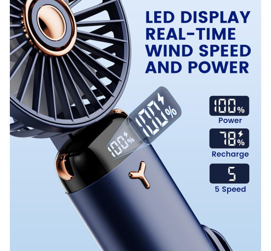 Портативный мини-вентилятор GEMWON Handheld Fan с USB-зарядкой темно-синий (my-18030)