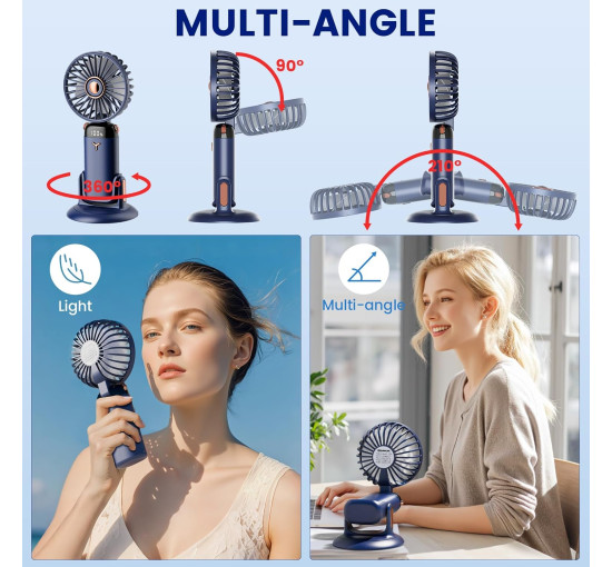 Портативный мини-вентилятор GEMWON Handheld Fan с USB-зарядкой темно-синий (my-18030)