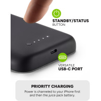 Чехол-аккумулятор Mophie Juice Pack для iPhone 15 Pro Max, до 50% дополнительной батареи, защита от падений, экологичный дизайн, черный (my-7106)