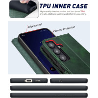 Чехол-кошелек OCASE из высококачественной искусственной кожи для Samsung Galaxy S24 черно-зеленый (my-12148)