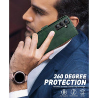 Чехол-кошелек OCASE из высококачественной искусственной кожи для Samsung Galaxy S24 черно-зеленый (my-12148)
