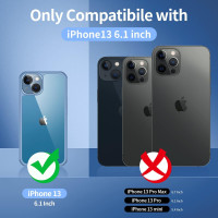Чехол seacosmo для iPhone 13 6,1 дюйма с защитой экрана из закаленного стекла для всего корпуса синий (my-12139)