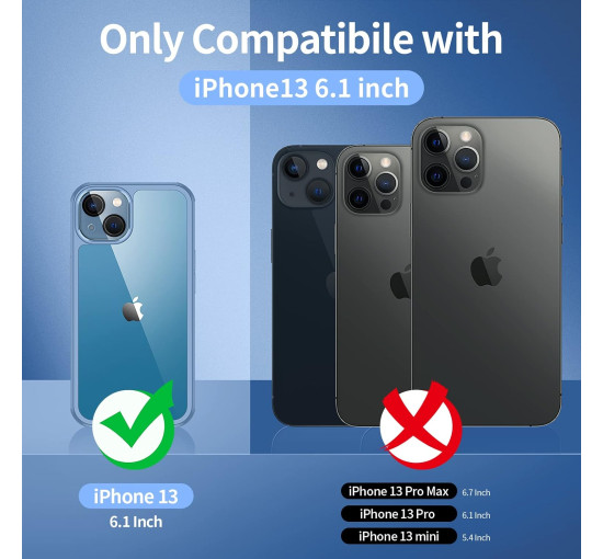 Чохол seacosmo для iPhone 13 6,1 дюйма із захистом екрану із загартованого скла для всього корпусу синій (my-12139)