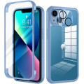 Чохол seacosmo для iPhone 13 6,1 дюйма із захистом екрану із загартованого скла для всього корпусу синій (my-12139)