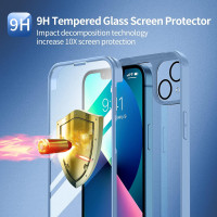 Чехол seacosmo для iPhone 13 6,1 дюйма с защитой экрана из закаленного стекла для всего корпуса синий (my-12139)