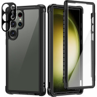 Чехол seacosmo для Samsung S23 Ultra со встроенной защитой экрана + защитой объектива камеры черный (my-12134)