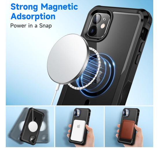 Чохол seacosmo Magnetic для iPhone 11, захисна плівка для екрану та об'єктиву камери чорний (my-12131)