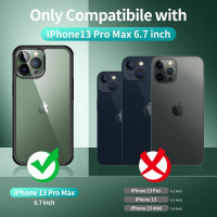 Чехол для iPhone 13 Pro Max 3 в 1 6,7 дюйма со встроенным закаленным защитным стеклом экрана и 1 комплектом защитных пленок для объектива камеры seacosmo (my-12127)