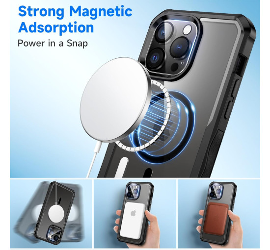 Чехол seacosmo Magnetic для iPhone 14 Pro с защитой экрана и объектива камеры черный (my-12129)