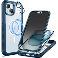 Чехол seacosmo Magnetic для iPhone 15 с защитой экрана и объектива камеры синий (my-12130)