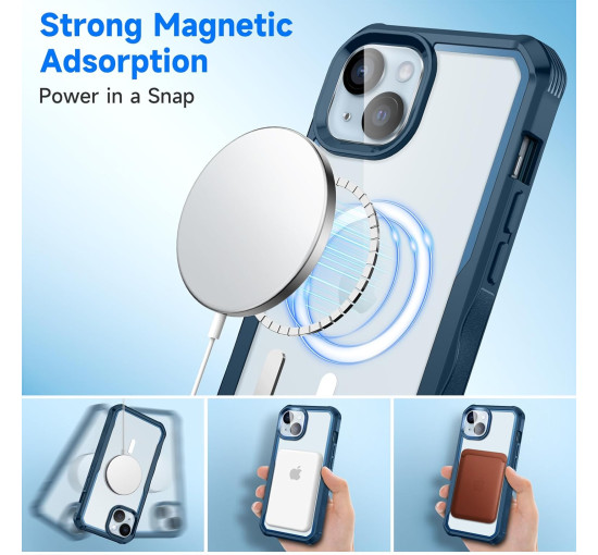 Чохол seacosmo Magnetic для iPhone 15 із захистом екрану та об'єктиву камери синій (my-12130)